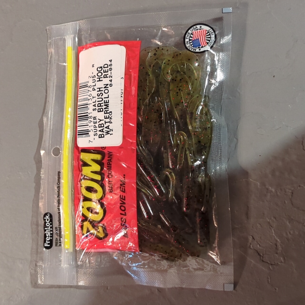 Baby Brush Hog Watermelon red super salt plus fishing lures